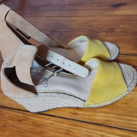 Vince Camuto Womens Leera Yellow Wedge Espadrille Heels Sandals Sz 6.5 - Picture 2 of 5